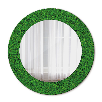 Miroir rond avec décoration Herbe verte