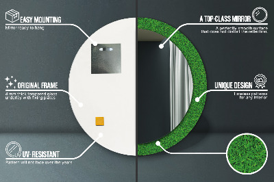 Miroir rond avec décoration Herbe verte