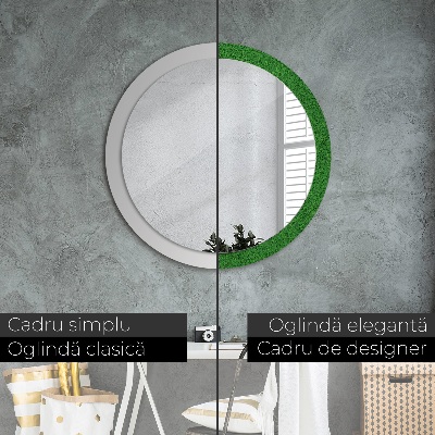 Miroir rond avec décoration Herbe verte