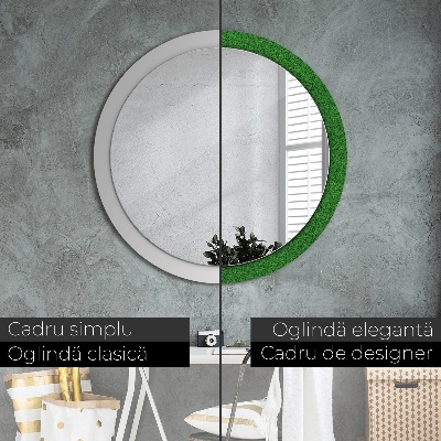 Miroir rond avec décoration Herbe verte