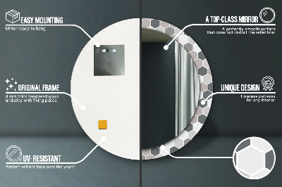 Miroir rond avec décoration Motif hexagonal