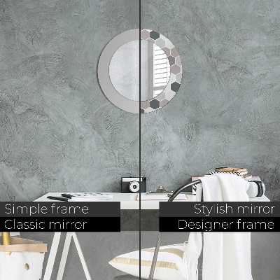Miroir rond avec décoration Motif hexagonal