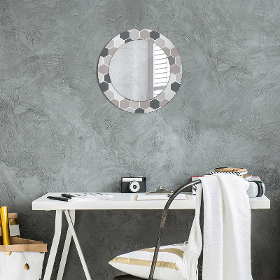 Miroir rond avec décoration Motif hexagonal