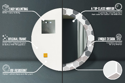 Miroir rond avec décoration Motif hexagonal