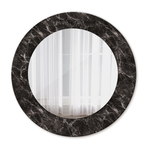 Miroir rond imprimé Marbre noir