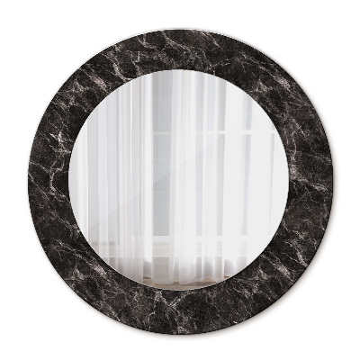 Miroir rond imprimé Marbre noir