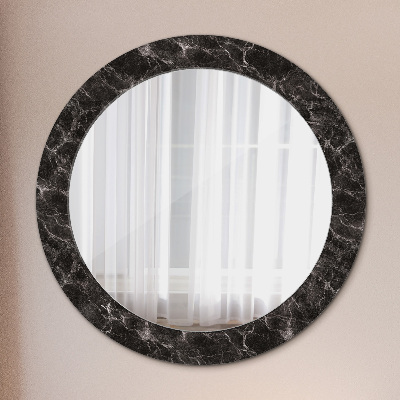 Miroir rond imprimé Marbre noir