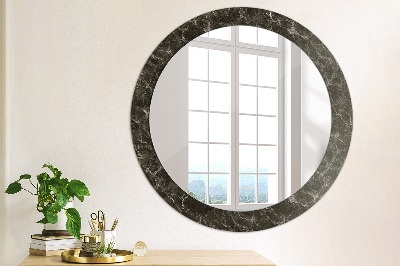 Miroir rond imprimé Marbre noir