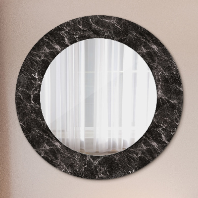 Miroir rond imprimé Marbre noir