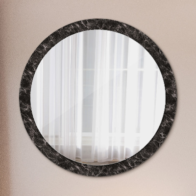 Miroir rond imprimé Marbre noir