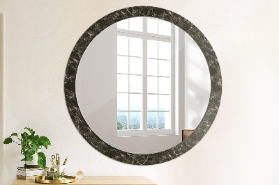 Miroir rond imprimé Marbre noir