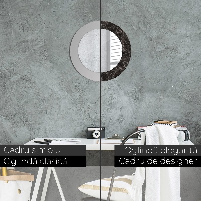 Miroir rond imprimé Marbre noir
