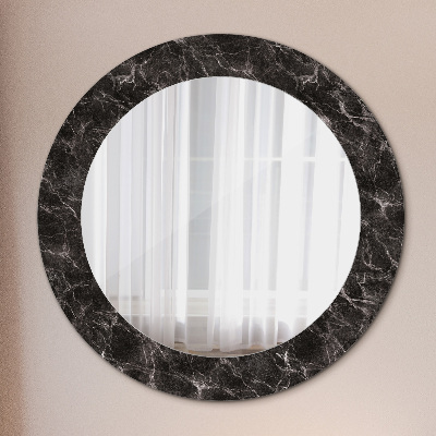 Miroir rond imprimé Marbre noir