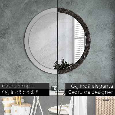 Miroir rond imprimé Marbre noir