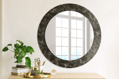 Miroir rond imprimé Marbre noir