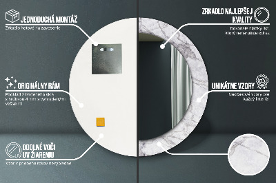 Miroir rond avec décoration Marbre blanc