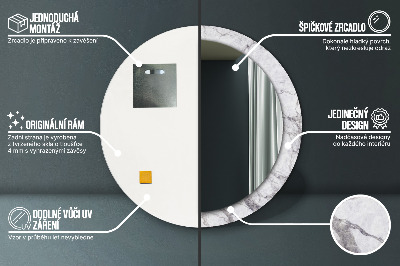 Miroir rond avec décoration Marbre blanc
