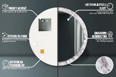 Miroir rond avec décoration Marbre blanc