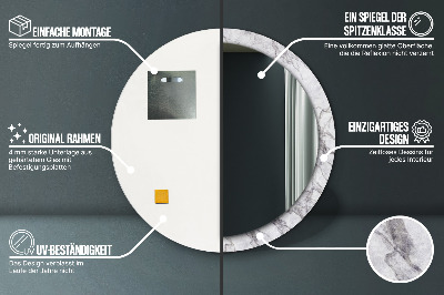 Miroir rond avec décoration Marbre blanc