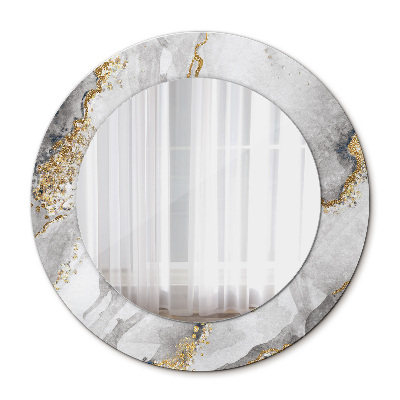 Miroir rond imprimé Marbre blanc doré