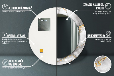 Miroir rond imprimé Marbre blanc doré