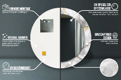 Miroir rond imprimé Marbre blanc doré