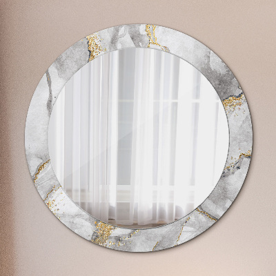 Miroir rond imprimé Marbre blanc doré