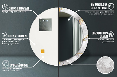 Miroir rond imprimé Marbre blanc doré