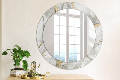 Miroir rond imprimé Marbre blanc doré