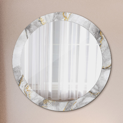 Miroir rond imprimé Marbre blanc doré