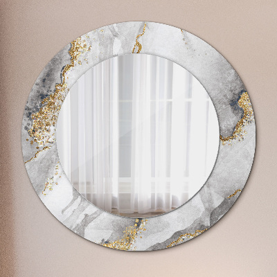 Miroir rond imprimé Marbre blanc doré