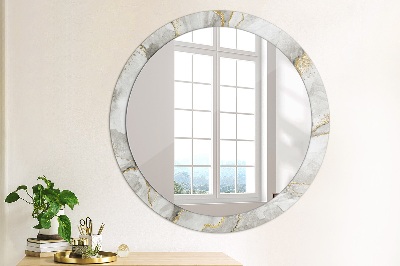 Miroir rond imprimé Marbre blanc doré