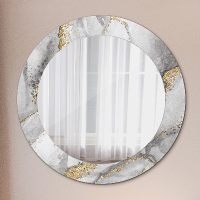 Miroir rond imprimé Marbre blanc doré