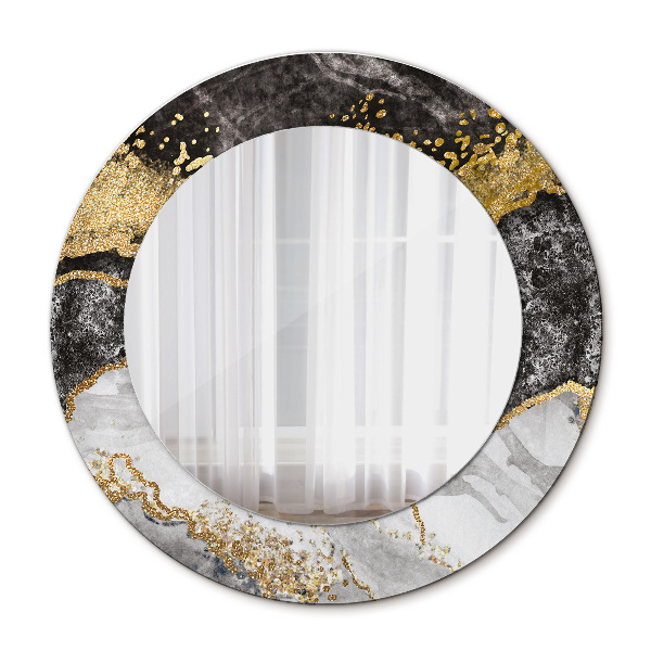 Miroir rond avec décoration Marbre et or