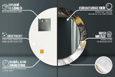 Miroir rond avec décoration Marbre et or