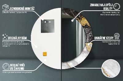 Miroir rond avec décoration Marbre et or