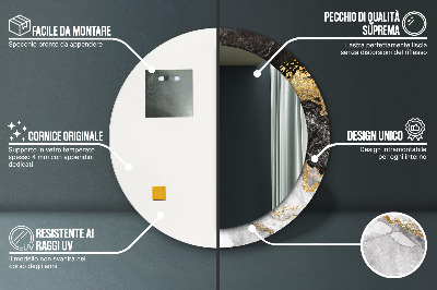 Miroir rond avec décoration Marbre et or