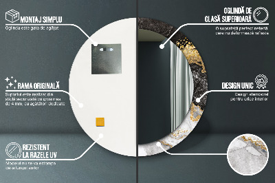 Miroir rond avec décoration Marbre et or
