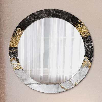 Miroir rond avec décoration Marbre et or