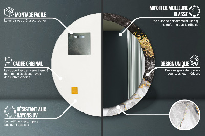 Miroir rond avec décoration Marbre et or