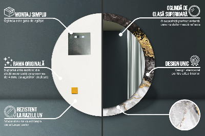 Miroir rond avec décoration Marbre et or