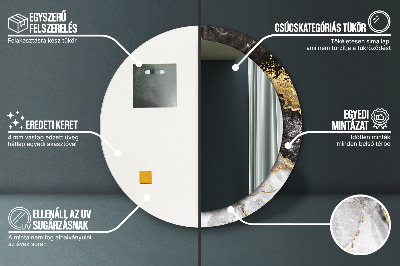 Miroir rond avec décoration Marbre et or