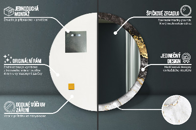Miroir rond avec décoration Marbre et or