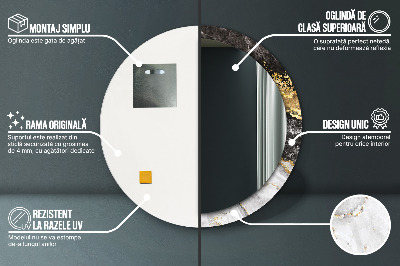 Miroir rond avec décoration Marbre et or