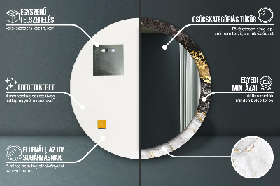 Miroir rond avec décoration Marbre et or