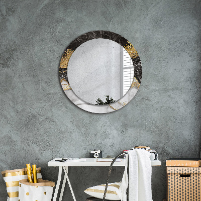 Miroir rond avec décoration Marbre et or