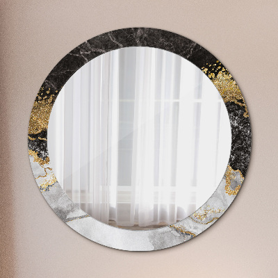 Miroir rond avec décoration Marbre et or