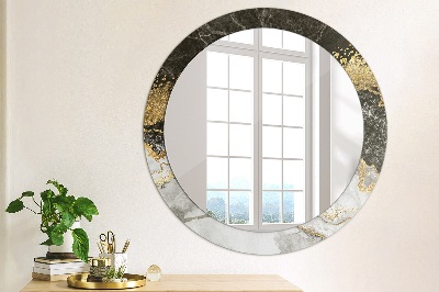 Miroir rond avec décoration Marbre et or