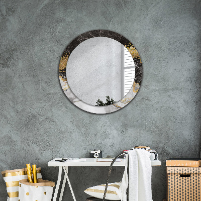 Miroir rond avec décoration Marbre et or
