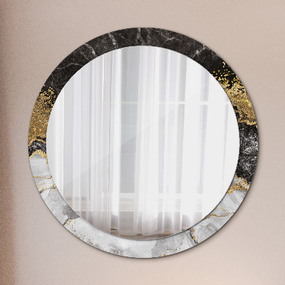Miroir rond avec décoration Marbre et or